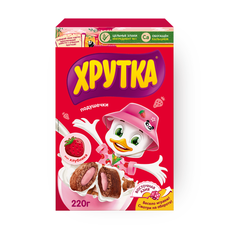 Подушечки «Хрутка» вкус клубника с цельными злаками