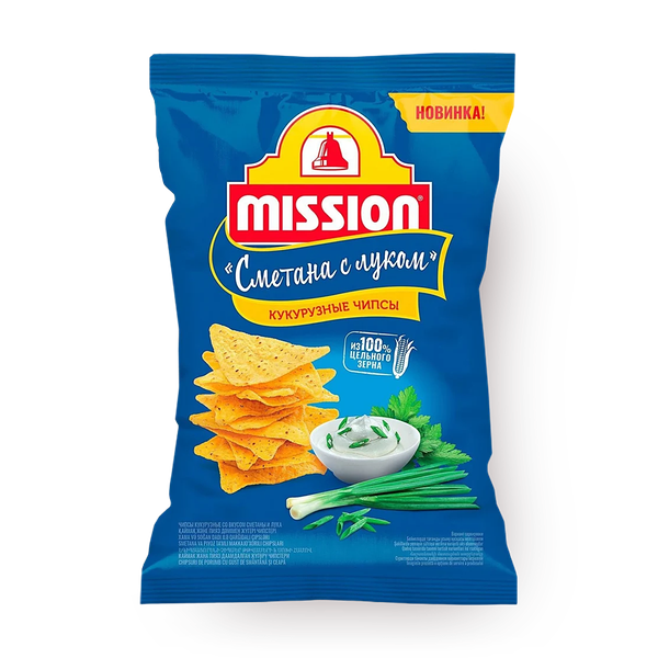 Чипсы кукурузные Mission сметана и лук