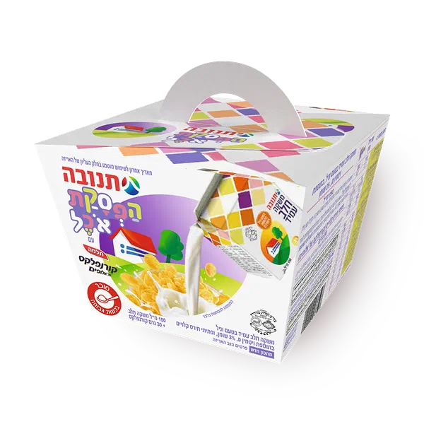קורנפלקס ומשקה חלב עמיד תנובה בטעם וניל במארז 2.6%