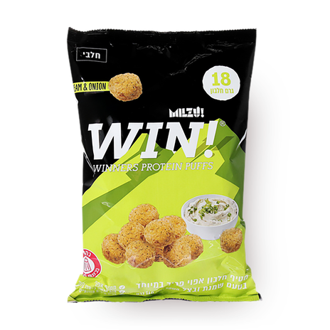 WIN! Extra crispy puff ball protein snack with onion cream flavor