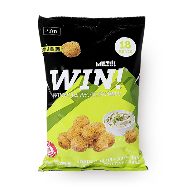 WIN! Extra crispy puff ball protein snack with onion cream flavor