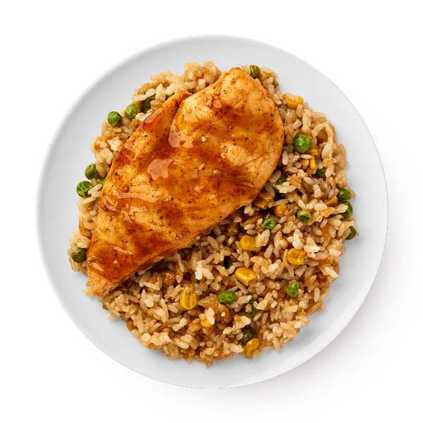 Куриная грудка с рисом и овощами с соусом терияки Mfood.kz