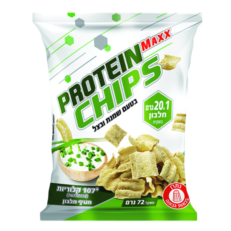 חטיף פרוטאין מקס צ'יפס בטעם שמנת בצל