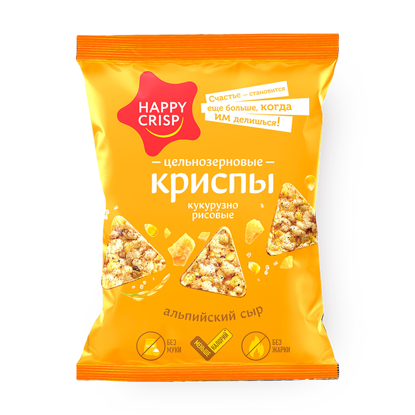 Крипсы рисовые-цельнозерновые Happy Crisp альпийский сыр