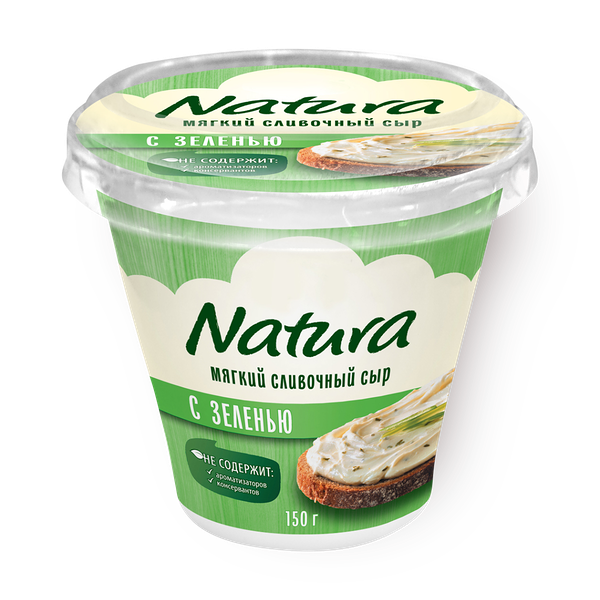 Сыр сливочный творожный Natura с зеленью 55%