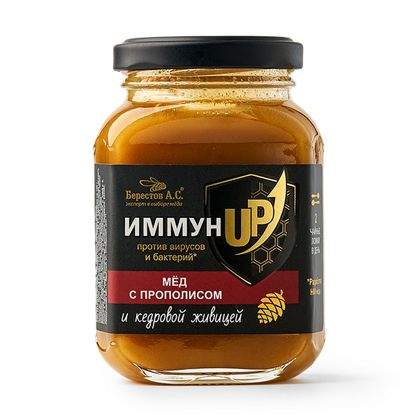 Мёд «Берестов А.С.» с прополисом и кедровой живицей
