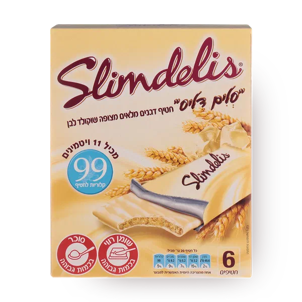 חטיף דגנים סלים דליס מצופה שוקולד לבן