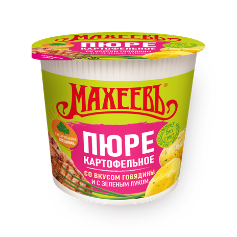 Пюре картофельное быстрого приготовления «Махеевъ» со вкусом говядины с зелёным луком