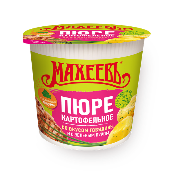 Пюре картофельное быстрого приготовления «Махеевъ» со вкусом говядины с зелёным луком