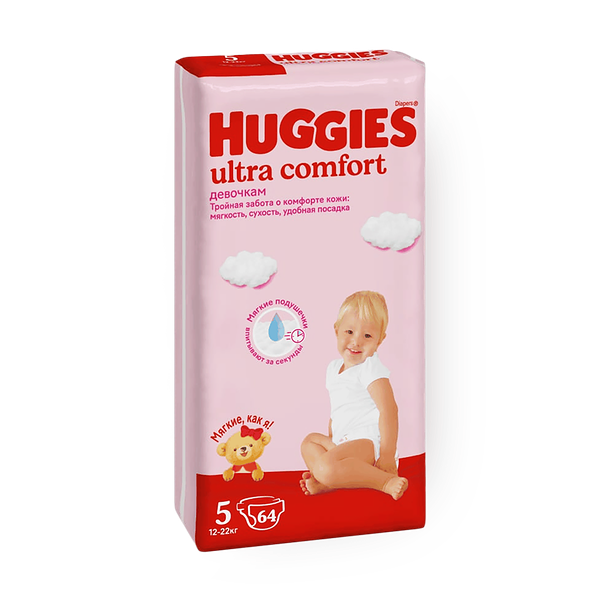 Подгузники Huggies Ultra Comfort для девочек 5 размер 12-22 кг