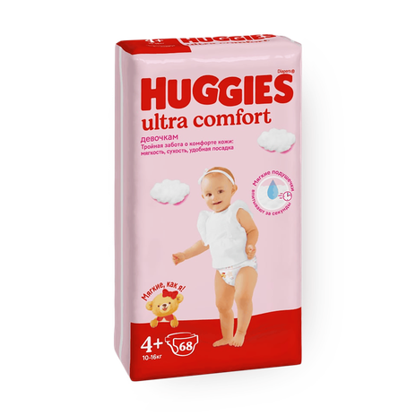Подгузники Huggies Ultra Comfort для девочек 4+ размер 10-16 кг