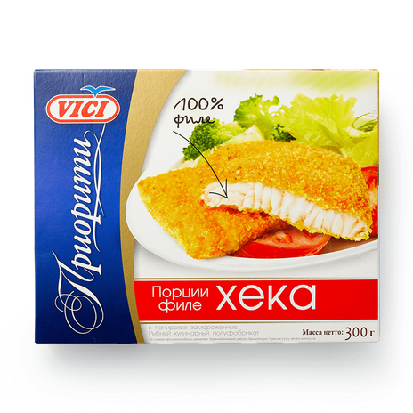 Филе хека в панировке VICI Приорити порции замороженное