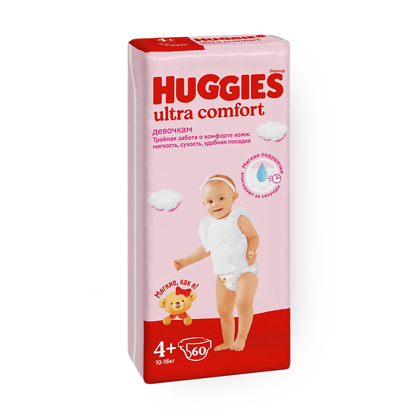 Подгузники Huggies Ultra Comfort для девочек 4+ размер 10-16 кг