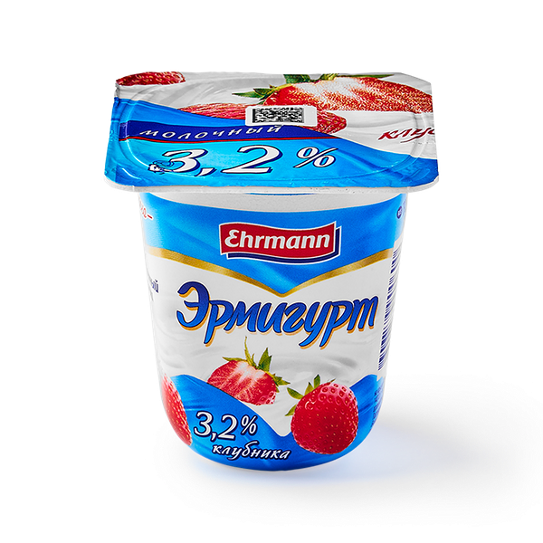 Йогурт Ehrmann Эрмигурт клубника молочный 3,2%