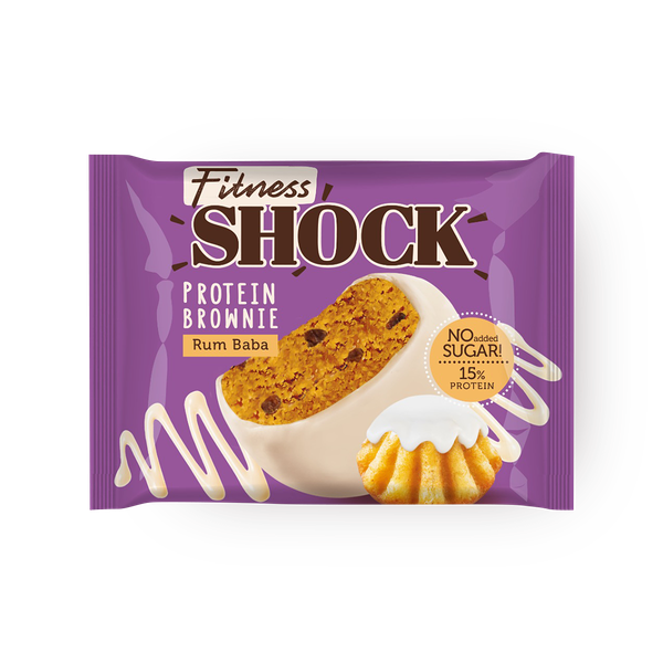 Бисквит Брауни протеиновый FitnesShock Ромовая баба в белом шоколаде