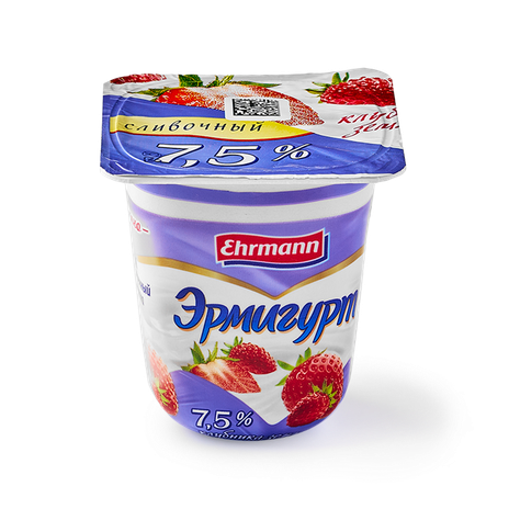 Продукт йогуртный Ehrmann Эрмигурт Экстра с клубникой и земляникой 7,5%