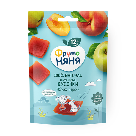 Фруктовые кусочки «ФрутоНяня» яблоко-персик с 12 месяцев