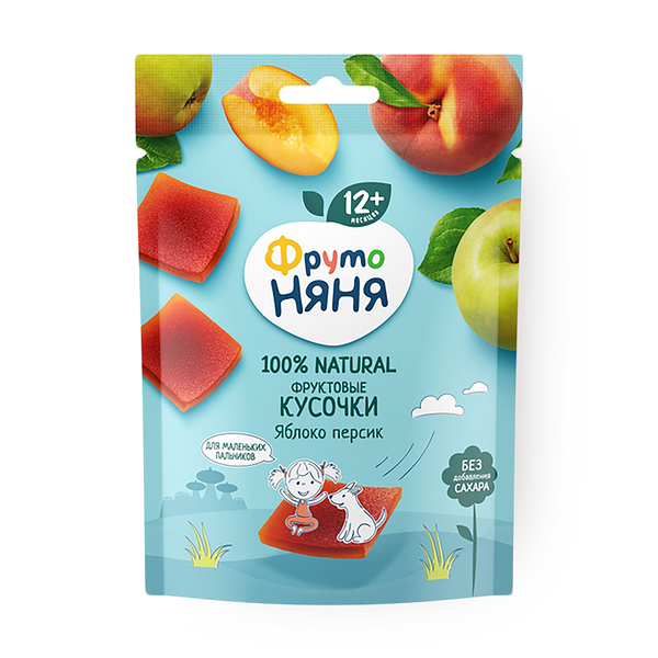Фруктовые кусочки «ФрутоНяня» яблоко-персик с 12 месяцев