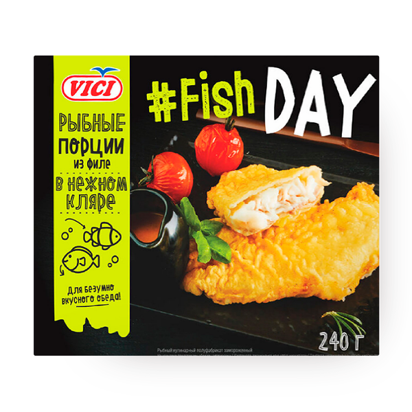 Рыбные порции из филе в нежном кляре Vici Fish day замороженные