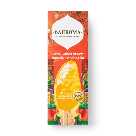 Мороженое Bahroma молочный персик дыня маракуйя во фруктовой глазури