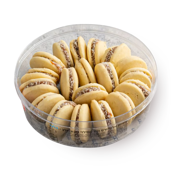 Vanilla Alfajores cookies filled with milk jam