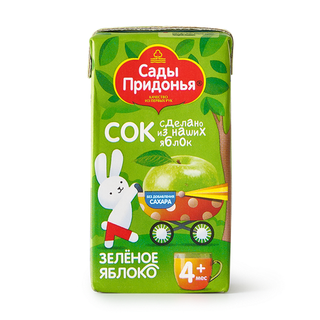 Сок «Сады Придонья» зелёное яблоко осветлённый без добавления сахара с 4 месяцев