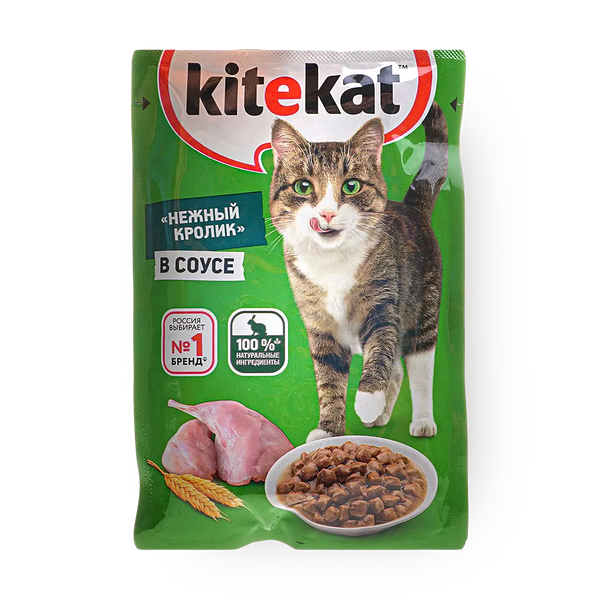 Влажный корм для взрослых кошек Kitekat кролик в соусе