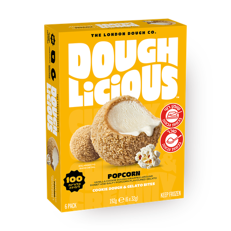 Popcorn and Vanilla cookie dough gelato bites Dough Licious
