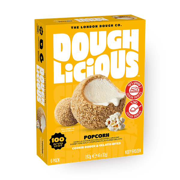 Popcorn and Vanilla cookie dough gelato bites Dough Licious