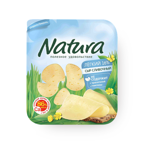 Сыр сливочный лёгкий Natura 16% нарезка