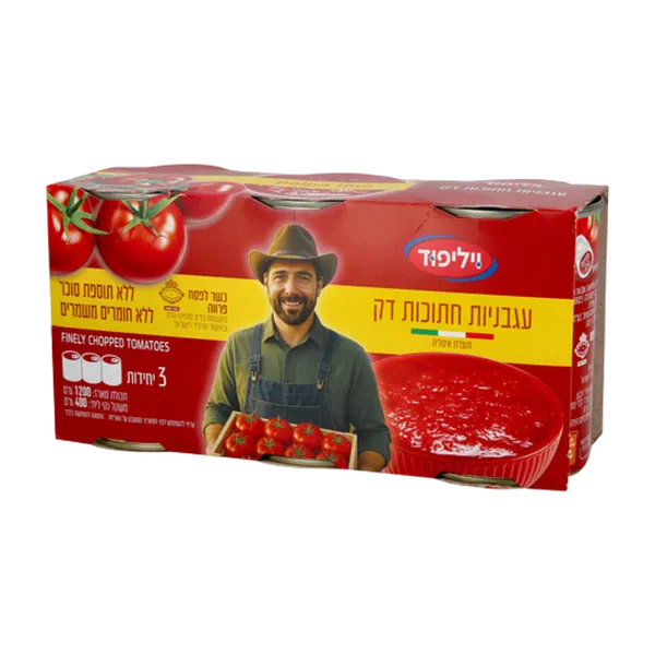 Finely chopped tomatoes in tomato juice three pack
