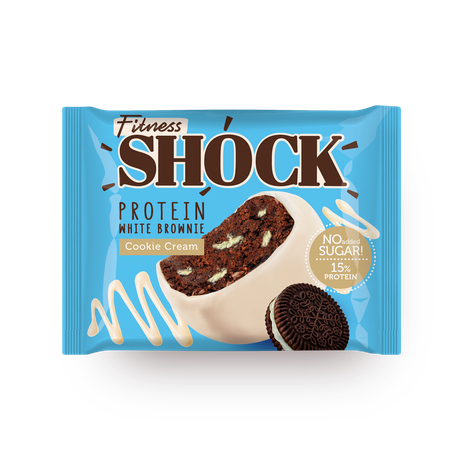 Бисквит протеиновый Брауни FitnesShock сливочное печенье в белом шоколаде