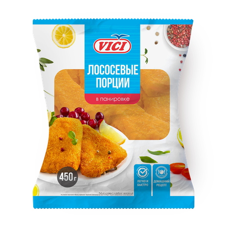 Лососевые порции в золотистой корочке Vici замороженные