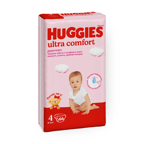 Подгузники Huggies Ultra Comfort для девочек 4 размер 8-14 кг