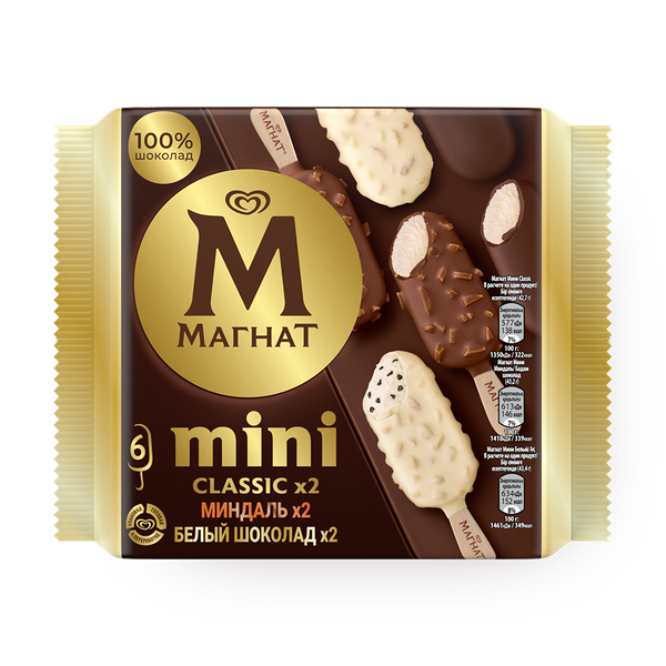 Мороженое «Магнат» mini Classic миндаль и белый шоколад