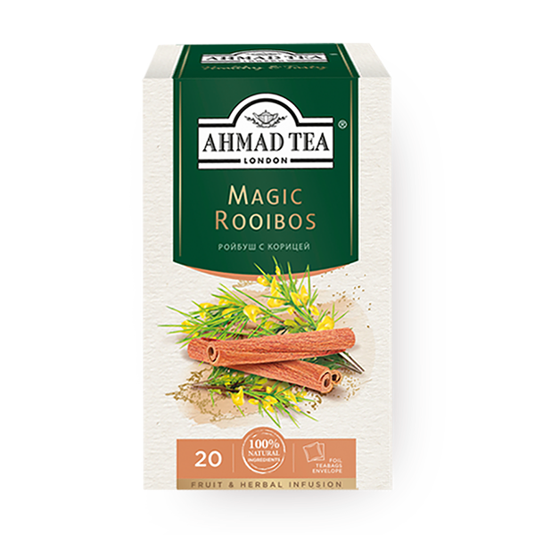 Чай травяной Ройбуш Magic Rooibos Ahmad Tea с корицей в пакетиках