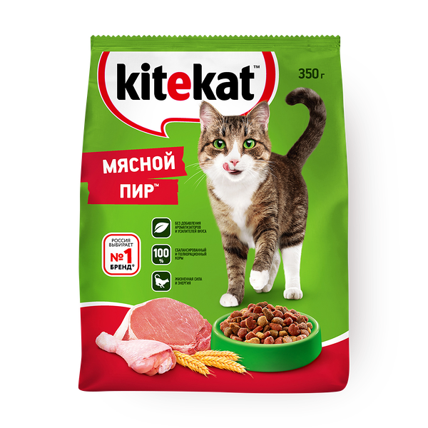 Сухой корм Kitekat для взрослых кошек Мясной Пир