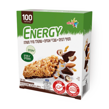 Energy, Mix of cereal snacks with dark chocolate bottom