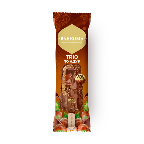 Мороженое сливочное Trio Bahroma фундук в глазури эскимо