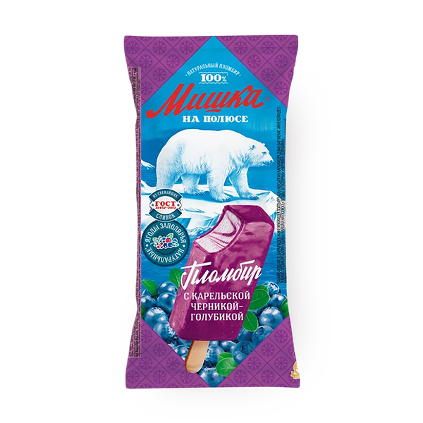Мороженое пломбир «Мишка на полюсе» карельская черника-голубика эскимо