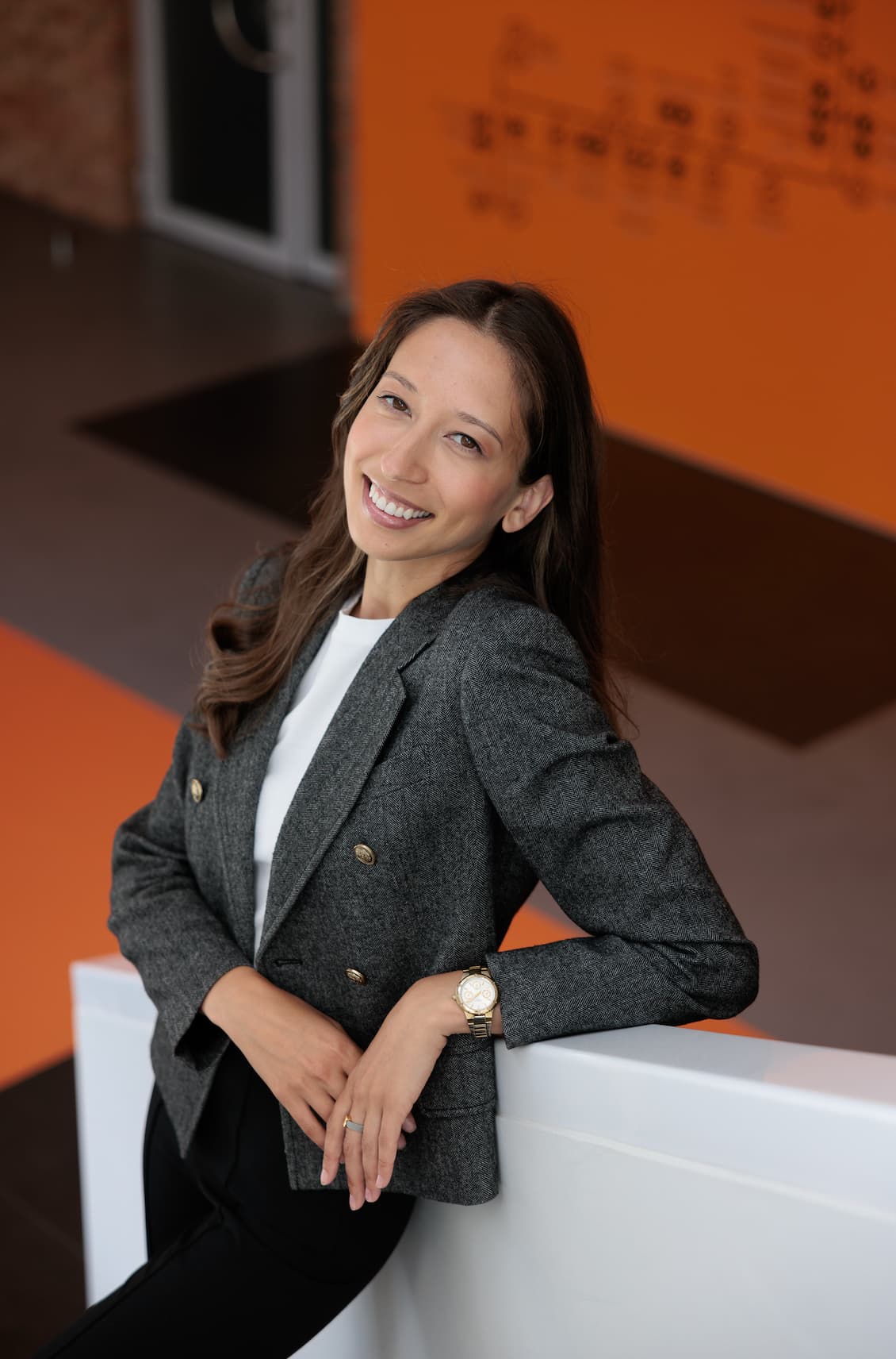 A portrait of smiling woman